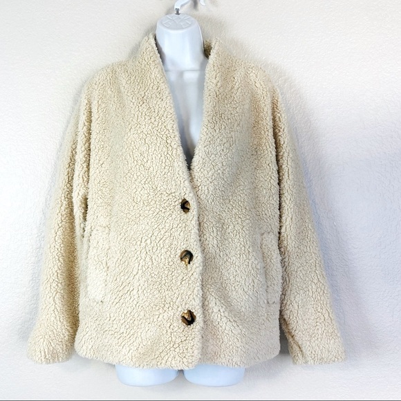 Fashion On Earth Cream Sherpa Teddy Coat Size S - Picture 1 of 9